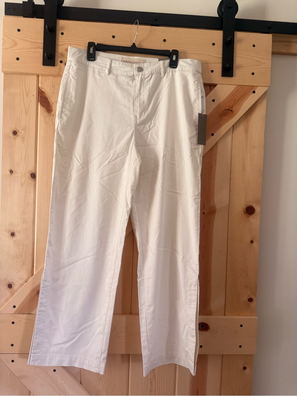 Soft Surroundings Off-White Wide Leg Cotton Blend Pants